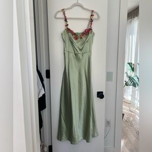 Green Floral Embellished Dress
